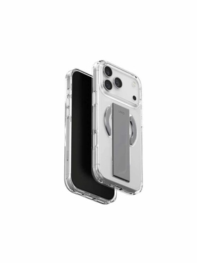 MagSafe Unique Hybrid Holder Pro Case with Grip and Camera Stand for iPhone 17 Pro and pro Max - Clear