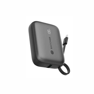 RAVPower 20W 10000mAh Power Bank with Built in Type C Cable Type C Port and USB Port