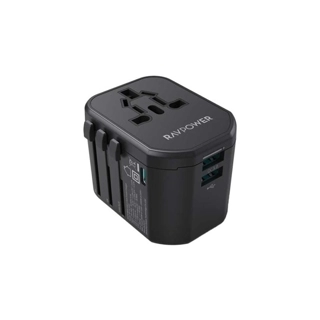 RAVPower 20W Multi Port Travel Plug with 2 USB Ports and 1 Type C Port Black