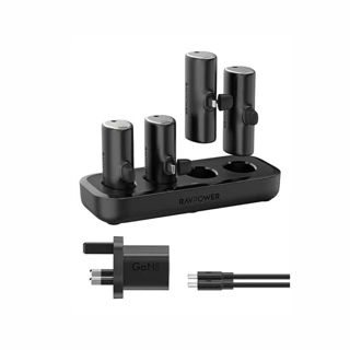 RAVPower 4 Battery Stand with 5000mAh Capacity and 20W Power Supply 2 Lightning and 2 USB C Black