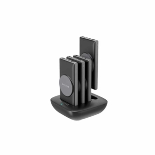 RAVPower 4 Battery Dock with 10000mAh Capacity MagSafe Wireless Charging 2 USB-A Ports 1 Type C Port and 1 Micro USB Port Black