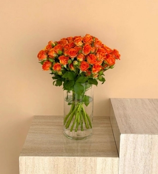 Orange Glass Rose Vase