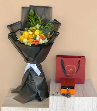 Bouquet with a gray bright bath
