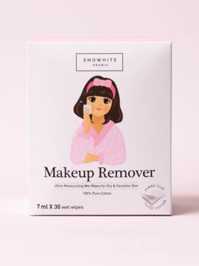 Snowhite 100% Natural Cotton Makeup Remover with Korean Extracts for Dry and Sensitive Skin (30 Sachets)