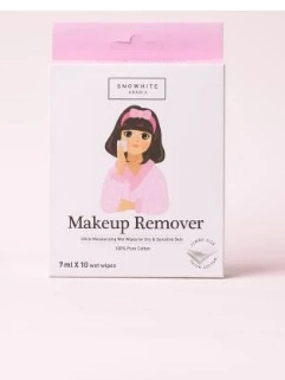Snowhite 100% Natural Cotton Makeup Remover with Korean Extracts for Dry and Sensitive Skin (10 Sachets)