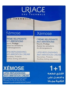 Uriage Xémose Lipid-Replenishing Anti-Irritation Cream for Very Dry Skin Prone to Atopy - 200 ml Dual Pack 1+1