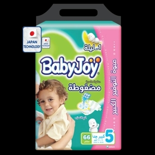 Babyjoy Tape Diapers, Size 5 junior (14-23kg), Giant Pack - 66 Diapers