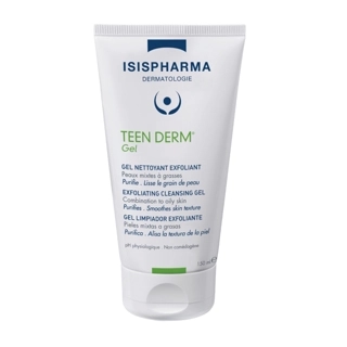 Isispharma Teen Derm Gel Exfoliating Cleansing Gel for Combination to Oily Skin, Non‑Comedogenic, 150 ml