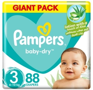 Pampers Baby Dry Diapers Aloe Lotion Size 3 6 to 10 kg 88 Diapers