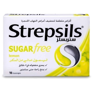 Strepsils Lemon Sugar-Free Lozenges, Soothing Sore Throat Relief - 16 Pack
