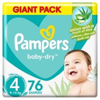 Pampers Baby Dry Diapers Aloe Lotion Size 4 9 to 14 kg 76 Diapers