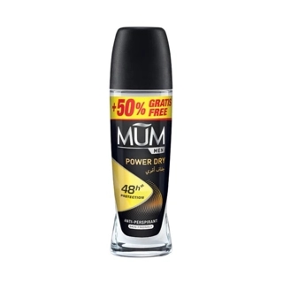 MUM Men Power Dry Roll-On Anti-Perspirant 48h+ ,Bonus Pack +50% Free, 75ml