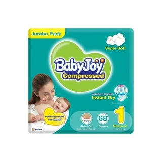 Babyjoy Tape Diapers Size 1 Newborn (Up To 4 Kg) Giant Pack 68 Diapers
