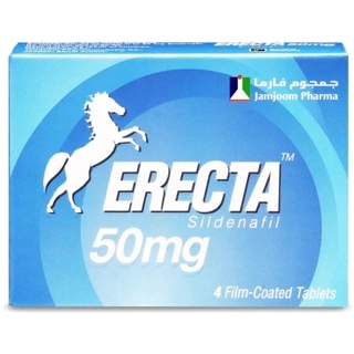 Erecta 50mg Film-Coated Tablets, Sildenafil for Erectile Dysfunction - 4 Pack