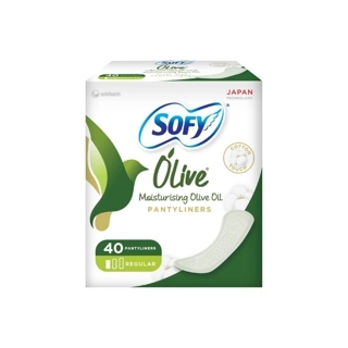 Sofy Unscented Panty Liners with Olive Oil, Daily Protection and Gentle Care, 40 Pieces