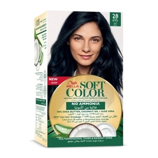 Wella Soft Color Kit 28 Blue Black Hair Color For Intense Cool Black Tone