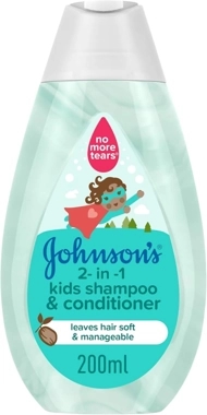 Johnsons, 2-in-1 Kids Shampoo & Conditioner, for gentle cleaning and soft hair, 200ml