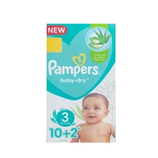 Pampers Baby Dry Tape Diapers Size 3 (6-10 Kg) 10+2 Pcs