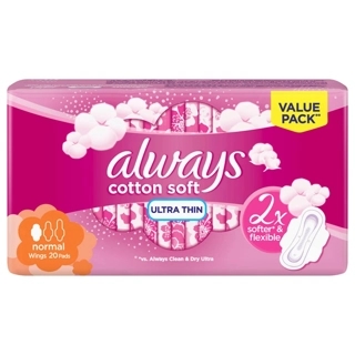 Always Ultra Thin Sanitary Pads with Wings for Discretion Normal Size 20 Pads