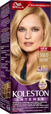 Wella Koleston Intense Hair Color 308/0 Light Blonde, With Argan Oil, 4 Deep Moisturizers