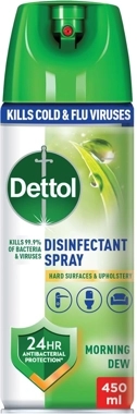 Dettol Disinfectant Spray, Morning Dew, Kills Cold & Flu Viruses 450 ml