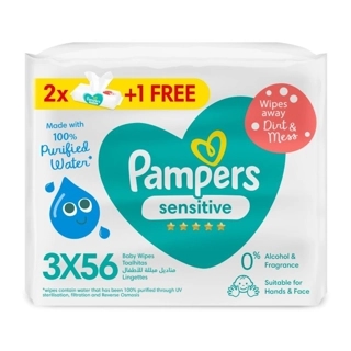 Pampers Sensitive Wipes Zero Alcohol Perfume 2 Plus 1 Free 168 Wipes