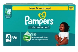 Pampers Tape Diapers With Aloe Vera Lotion Size 4 (9-14 Kg) 96 Diapers