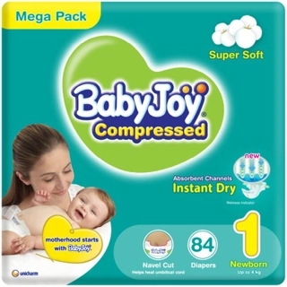 Babyjoy Tape Diapers Size 1 Newborn (Up To 4 Kg) Giant Pack 84 Diapers