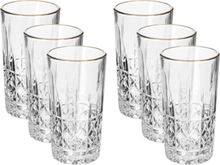 MAXGLASS 6-piece gold-lined glass water glass set