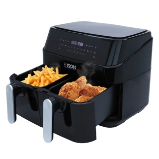 EDISON Digital Air Fryer, Black, 2 Doors, 9 Liters, 1750 Watts
