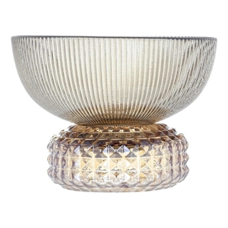 (13 x 13 x 9.5CM) Brown glass dessert serving stand with gray base