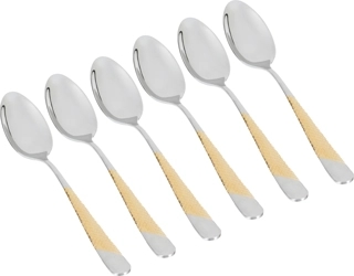 Silver spoon set with gold engraving, 6 pieces