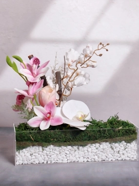 Artificial Pink Cymbidium With Acrylic
