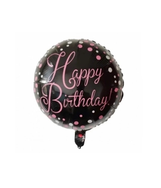 Happy birthday balloon circle shape Black filled with helium