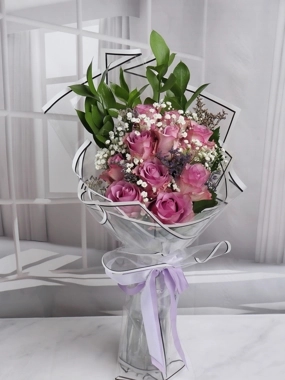Purple Rose Bouquet 12