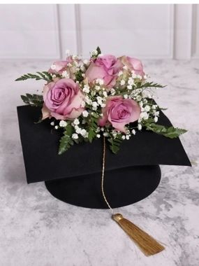 Graduation Cap With Purple Flowers