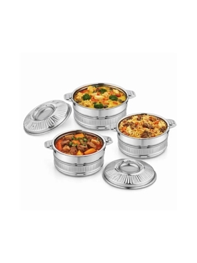 Stainless Steel Lid Food Container Set – 3 Pieces (Capacities: 2L, 3L & 4L)