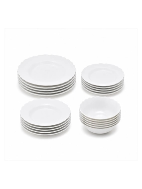 Rivan Classic White Wavy-Design Dinner Plates – 24 Pieces