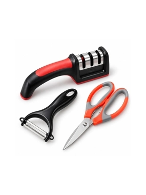 3 Piece Kitchen Tool Set Knife Sharpener Peeler and Scissors