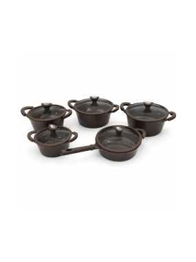 10-Piece Brown Cookware Set with Glass Lids