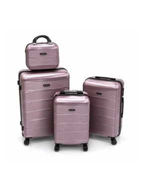 New Travel Trolley Fiber 4-Piece Luggage Set (12-20-24-28 inches) - Pearl Pink