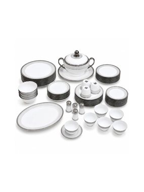 Luxury Complete Dinnerware Set for Hospitality, Silver, 110 Pieces