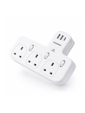 MOOGMAX 6-in-1 Power Adapter with USB and Type-C Fast Charging