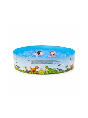 Round children's pool with a solid wall and dinosaur design
