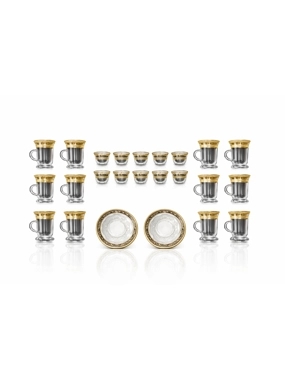 Luxury glass coffee and tea cups with a gold touch – elegant design, 24 pieces