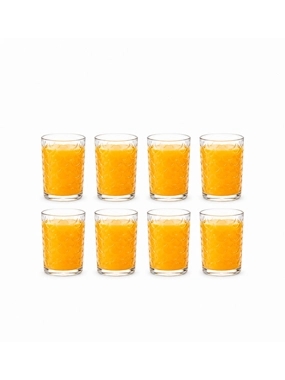 Set of 8 Decorative Glass Cups – 195 ml