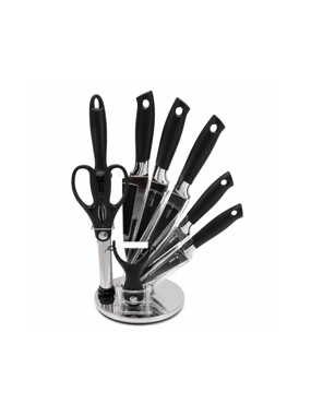 Sharp slicing knives, complete 8-piece set with rotating stand