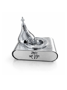 Luxury Stainless Steel Incense Burner with Palm Pattern and Square Base