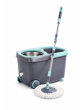 360° rotating floor mop with bucket and wheels + soap dispenser