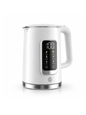 Stainless Steel Electric Kettle with Digital Display, 5 Functions, White Color, 1.7 Liter
